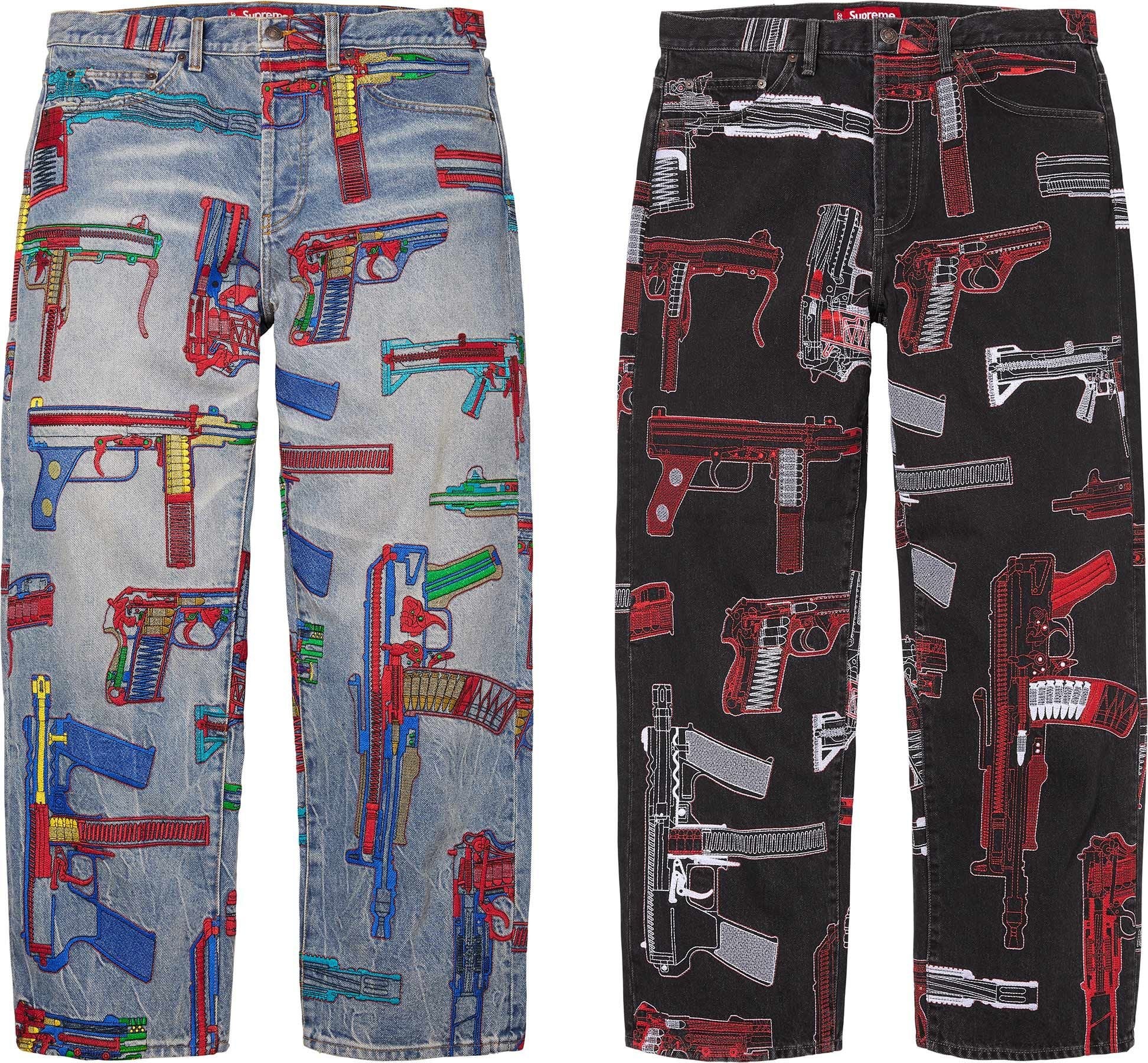 Guns Embroidered Loose Fit Jean